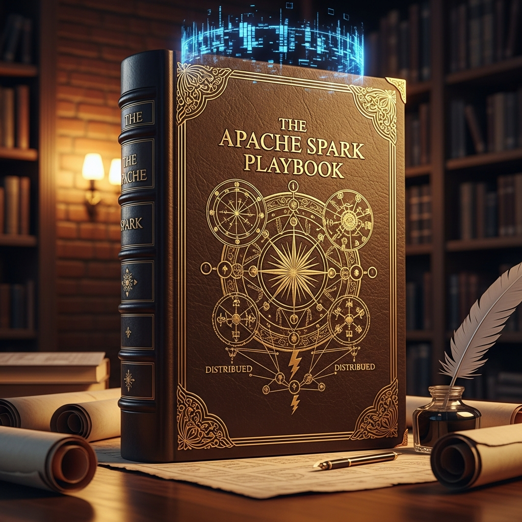 The Apache Spark Playbook cover - comprehensive guide to distributed data processing, performance tuning, and production deployment